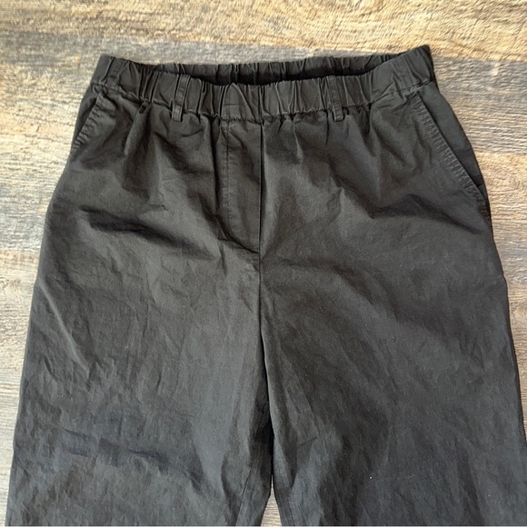 ANTONELLI FIRENZE black cotton poplin straight leg pull on pants L - Picture 3 of 12